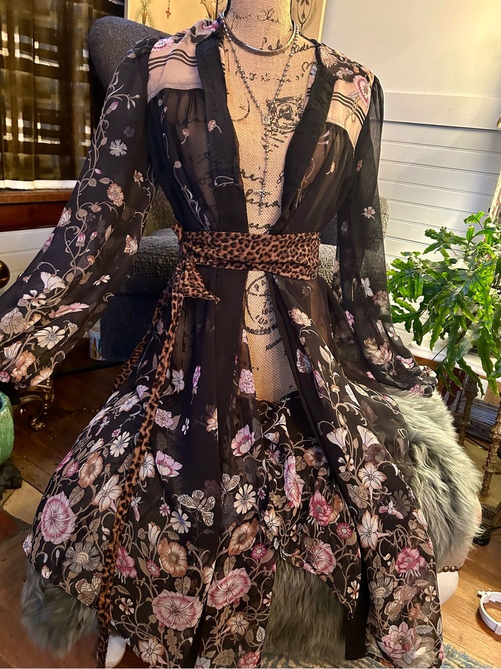 Handmade Whimsigoth Sheer Floral Maxi Dress Duster - Picture 2 of 16